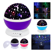 Lampa de Veghe pentru Copii cu Proiectii de Stele si Luna, Functie de Rotatie, Mov, Neo™
