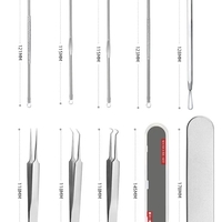 Set 8 pensete pentru extractie puncte negre, comedoane, acnee, ustensile cosmetice din inox, metalic, Neo™ Premium®