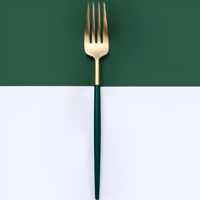 Set Tacamuri in Stil Portughez, 24 piese, din Otel Inoxidabil, Auriu/Verde, Neo™