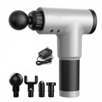 Aparat de Masaj Profesional, cu 4 capete interschimbabile si 6 trepte de intensitate, Neo™ Professional Gun®, pentru dureri musculare, reumatice, anticelulitic, Gri