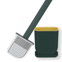 Perie de Silicon pentru Toaleta. cu Suport din Plastic, Aspect Modern, Verde, Neo™