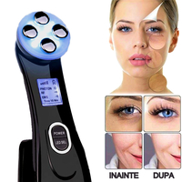 Aparat Profesional de ingrijire faciala prin Rejuvenare cu Fotoni 5 in 1 Neo Photon™, pentru intinerirea pielii, efect anti-rid, tratament Electroporare, RF lumina LED, inchide porii, elimina acneea, albire, pentru fata/gat, stativ incarcare rapida, Negru