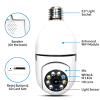 Camera IP PTZ Wireless NEO™, cu Viziune de noapte Audio bidirectional, Urmarire Automata, E27, Tip Bec, Wifi 4MP
