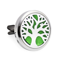 Difuzor auto aromoterapie Neo™ HG139, Tree of Life Chubby, 1 pad burete inclus, cu uleiuri esentiale, eco friendly, otel inoxidabil