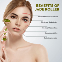 Set Rola Dubla Roller Jade si Piatra Guasha de Jad, Neo™, aparat / dispozitiv pentru masaj facial si corporal si drenaj limfatic, Verde