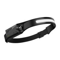 Lanterna de cap Neo™ LED, sursa banda, profesionala, acumulator, senzor miscare, 4 moduri lumina, lumina laterala, pentru pescuit, vanatoare, munca, negru