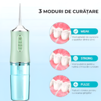 Irigator Bucal Neo™, Fara Fir, 3 moduri, Rezervor 230 ml, 1400-1800 impulsuri/minut, Verde