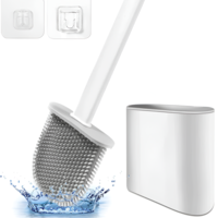 Perie de Silicon pentru Toaleta. cu Suport din Plastic, Aspect Modern, Alb, Neo™