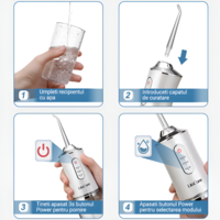 Irigator Bucal Neo™, Fara Fir, 3 moduri, Rezervor 230 ml, 1400-1800 impulsuri/minut, Alb