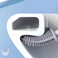 Perie de Silicon pentru Toaleta. cu Suport din Plastic, Aspect Modern, Roz, Neo™