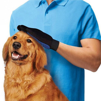 Manusa de periat blana cu peri din silicon pentru caini, pisici, iepuri, Pentru mana dreapta, Albastru si negru