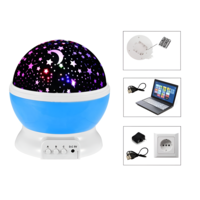 Lampa de Veghe pentru Copii cu Proiectii de Stele si Luna, Functie de Rotatie, Albastru, Neo™