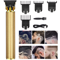 Masina de Tuns Profesionala pentru Barba si Contur, Fara Fir, Cu Lame din Otel Inoxidabil si Incarcare USB, Setari de 1.5mm, 3mm, 6mm si 9mm, Auriu, Neo™