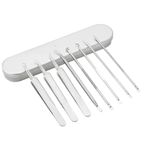 Set 8 pensete pentru extractie puncte negre, comedoane, acnee, ustensile cosmetice din inox, metalic, Neo™ Premium®