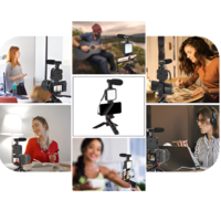 Kit de Vlogging pentru Filmari Video Youtube, TikTok, cu Trepied, Microfon, Panou LED, Suport Reglabil Telefon, Neo™