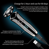 Aparat de ras electric 7 Capete, cu maner lung, Neo™ Blade 3D Samurai®, functie de trimmer, multifunctional, fara fir, incarcare USB, rezistent la apa, 3 lame independente, usor de curatat, sistem 7 in 1, Black-Silver