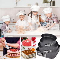 Set 3 Tavi pentru Copt, Forme Inima/Rotunda/Patrata si Baza Detasabila, 24 cm/26 cm/28 cm, Negru, Neo™