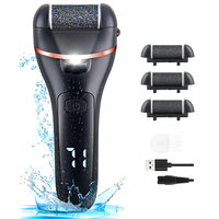 Set Aparat indepartare bataturi si piele uscata Calus Neo Foot Polisher, display digital, LED, incarcare USB, capat suplimentar si 3 role, 2000 rpm, Negru