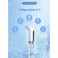 Aparat de Hidro Dermabraziune Neo™ Hidra Premium, pentru hidratare si curatare, indepartare puncte negre, incarcare USB, 3 moduri, 6 capete, Alb