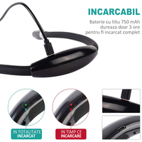 Lumina pentru Citit cu Pozitionare pe Gat, YWX, ABS/TPE, 3 niveluri de intensitate, USB, 750 mAh, Negru