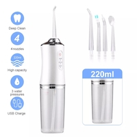 Irigator bucal si oral profesional PPS Pulse® Neo™, 140 PSI, Functie masaj, rotatie 360°, portabil, 4 moduri, acumulator 1400mAh, 4 duze incluse, 220 ml, alb