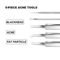 Set 8 pensete pentru extractie puncte negre, comedoane, acnee, ustensile cosmetice din inox, metalic, Neo™ Premium®