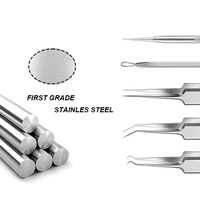 Set 7 pensete pentru extractie puncte negre, comedoane, acnee, ustensile cosmetice din inox, metalic, Neo™ Premium®