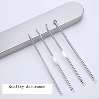 Set 5 pensete pentru extractie puncte negre, ustensile cosmetice din inox, metalic, acnee, comedoane, Neo™ Premium®