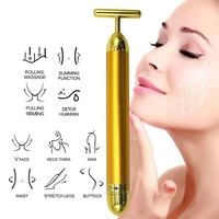 Aparat Masaj Facial Profesional, Neo™ Beauty Energy T Shape Bar, 24K Gold, Efect de Lifting Facial si Revitalizare a Tenului, Anti-Rid