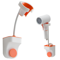 Suport de Perete Pentru Uscator de Par sau Dus, Reglabil, Compact, Alb/Portocaliu, Neo™