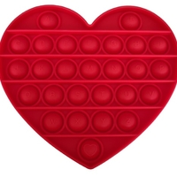 Jucarie antistres din silicon, Push Pop Bubble, Pop It, Neo Toy, forma inima, Rosu, 12x12x1.5cm