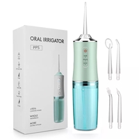 Irigator bucal si oral profesional PPS Pulse® Neo™, 140 PSI, Functie masaj, rotatie 360°, portabil, 4 moduri, acumulator 1400mAh, 4 duze incluse, 220 ml, verde