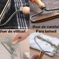Dispozitiv portabil pentru indepartat scame, par de animale Maner de Lemn, Maro