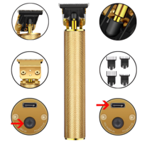 Masina de Tuns Profesionala pentru Barba si Contur, Fara Fir, Cu Lame din Otel Inoxidabil si Incarcare USB, Setari de 1.5mm, 3mm, 6mm si 9mm, Auriu, Neo™