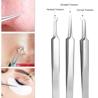 Set 7 pensete pentru extractie puncte negre, comedoane, acnee, ustensile cosmetice din inox, metalic, Neo™ Premium®