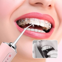 Irigator bucal si oral profesional PPS Pulse® Neo™, 140 PSI, Functie masaj, rotatie 360°, portabil, 4 moduri, acumulator 1400mAh, 4 duze incluse, 220 ml, roz