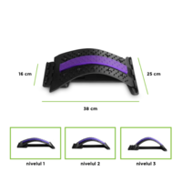 Dispozitiv Ortopedic NEO™ 3in1, pentru Suportul, Intinderea, Masajul si Relaxarea Zonei Lombare, Mov