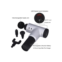Aparat de Masaj Profesional, cu 4 capete interschimbabile si 6 trepte de intensitate, Neo™ Professional Gun®, pentru dureri musculare, reumatice, anticelulitic, Gri