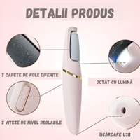 Pila Electrica NEO™, Portabila, pentru Talpi Si Calcaie, Reincarcabila, Lumina LED, 2 Capete Interschimbabile, 2 Trepte Viteza