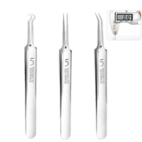 Set 8 pensete pentru extractie puncte negre, comedoane, acnee, ustensile cosmetice din inox, metalic, Neo™ Premium®