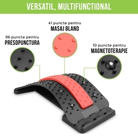 Dispozitiv de Masaj Lombar Neo™ cu Functie de Presopunctura si Stretching maxim 150 kg, Rosu