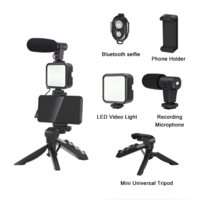Kit de Vlogging pentru Filmari Video Youtube, TikTok, cu Trepied, Microfon, Panou LED, Suport Reglabil Telefon, Neo™