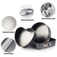 Set 3 Tavi pentru Copt, Forme Inima/Rotunda/Patrata si Baza Detasabila, 24 cm/26 cm/28 cm, Negru, Neo™