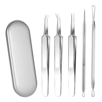Set 8 pensete pentru extractie puncte negre, comedoane, acnee, ustensile cosmetice din inox, metalic, Neo™ Premium®
