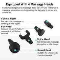 Aparat de Masaj Profesional, cu 4 capete interschimbabile si 6 trepte de intensitate, Neo™ Professional Gun®, pentru dureri musculare, reumatice, anticelulitic, Gri