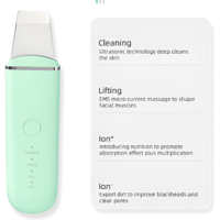 Aparat de curatare faciala cu ultrasunete NEO™, lifting ten, skin scrubber, indepartare puncte negre, hidratare, peeling, Verde