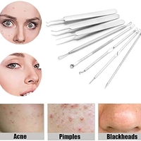 Set 8 pensete pentru extractie puncte negre, comedoane, acnee, ustensile cosmetice din inox, metalic, Neo™ Premium®