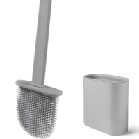 Perie de Silicon pentru Toaleta. cu Suport din Plastic, Aspect Modern, Gri, Neo™