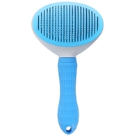 Perie cu buton auto-curatare pentru animale, Bell™ Pet-Pet®, utila in curatarea si ingrijirea parului, 20x10x6 cm, pisici, caini, iepuri, albastra
