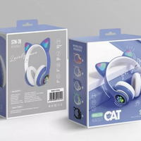 Casti wireless cu urechi de pisica, Neo™ Soundy® pliabile STN-28 Albastru